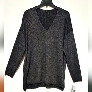 New I.N.C. Black Silver Metallic Sweater / Size L